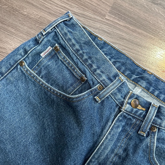 Carhartt B17-DST Jeans Mens 32x29 Blue Relaxed Fit Straight Leg Dark Stone Wash - Picture 4 of 5